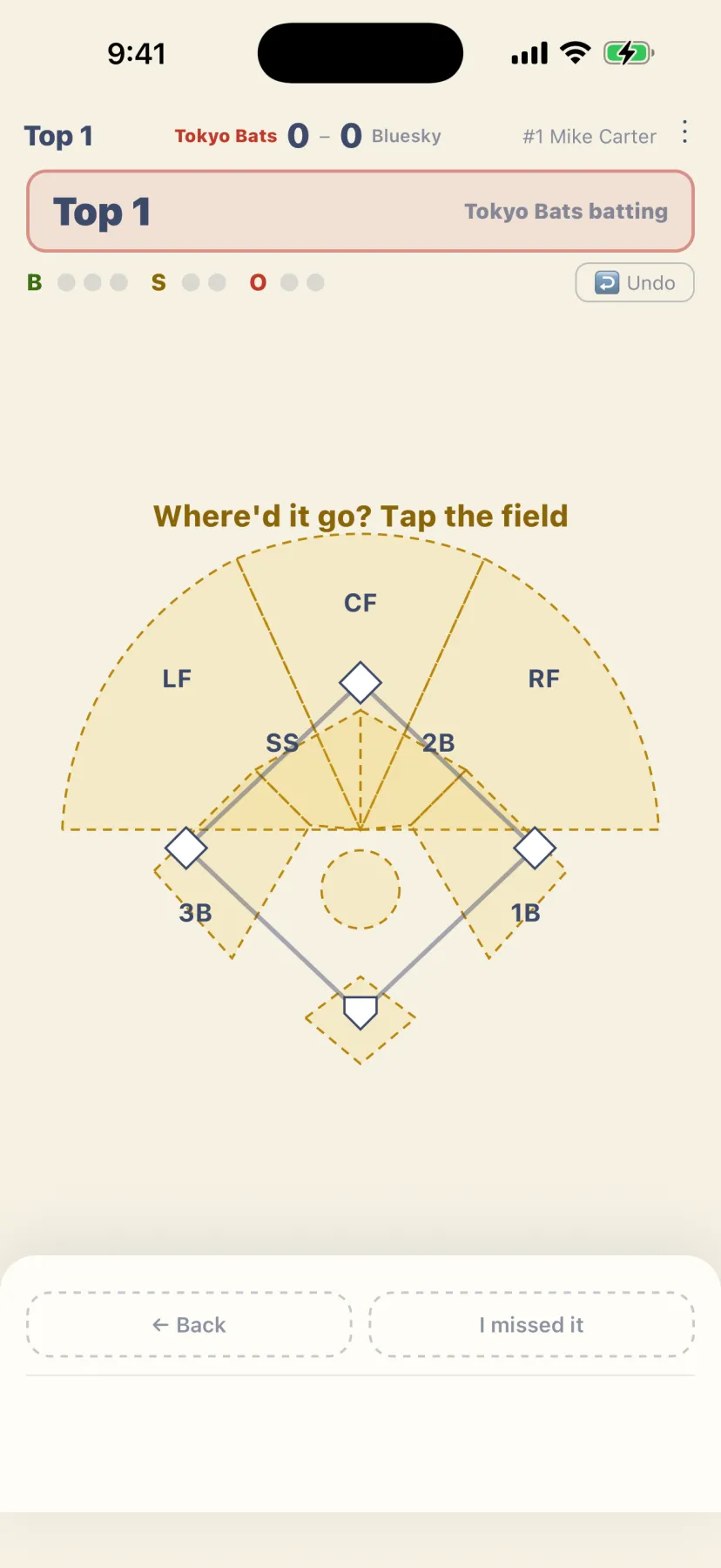 Where did it go? Tap the field