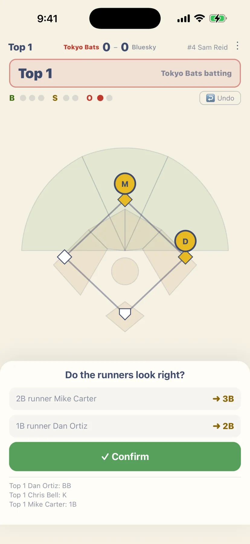 Runner advances are worked out for you