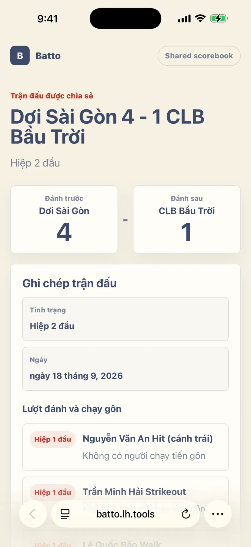 Cùng nhau xem lại trận đấu qua liên kết chia sẻ