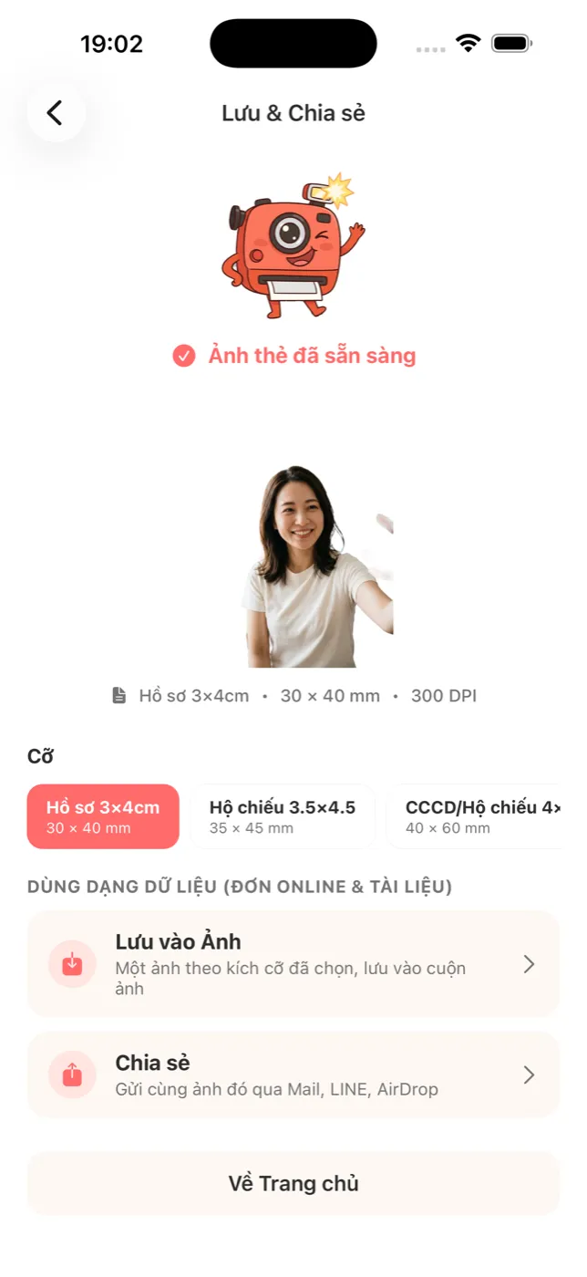 Lưu đúng kích cỡ