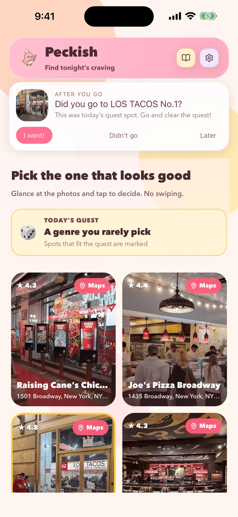 Add the place to your Food Log