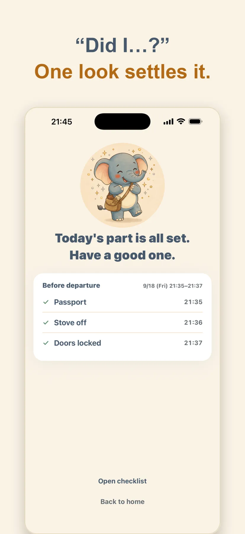 A record of when you checked