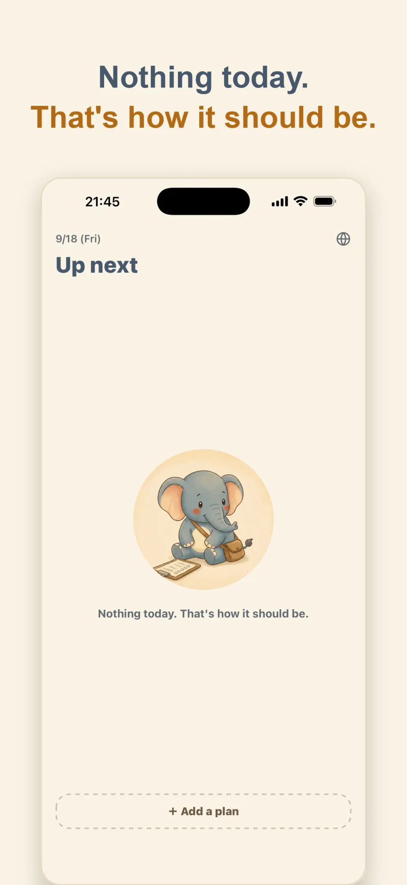 Nothing shows on days with no plans